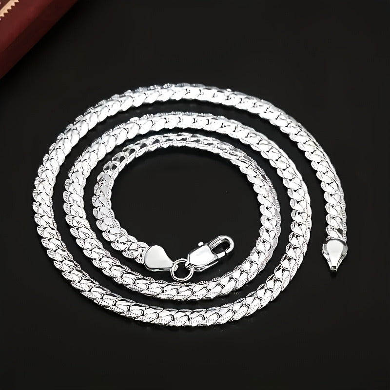 Plated Men's Flat Chain Necklace - Stylish Durable Elegant Gift For Hi