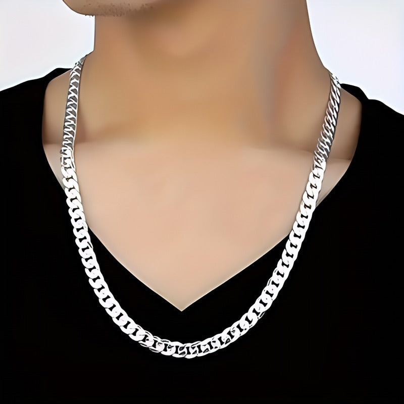 Plated Men's Flat Chain Necklace - Stylish Durable Elegant Gift For Hi