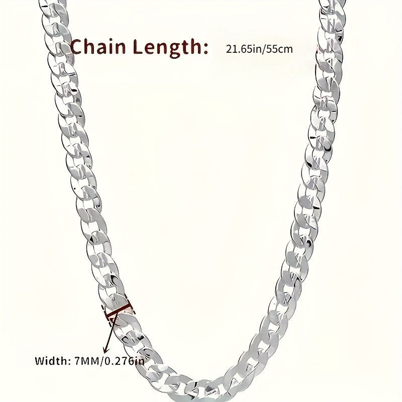 Plated Men's Flat Chain Necklace - Stylish Durable Elegant Gift For Hi